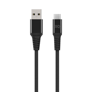 W XQISIT Extra Strong Braided USB C 3.0 to USB A 200cm BLACK