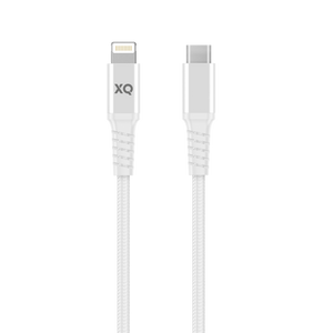 W XQISIT Extra Strong Braided Lightning to USB C 3,0 White